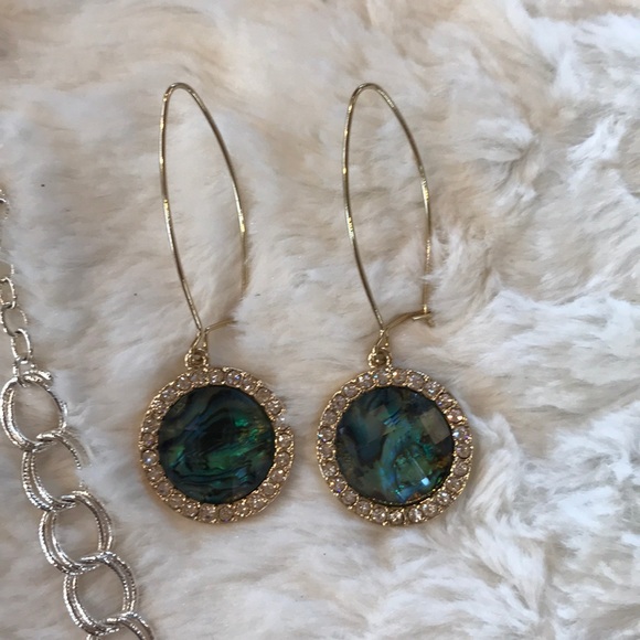 Pretty Silver & Abalone looking beads & earrings - Picture 3 of 6